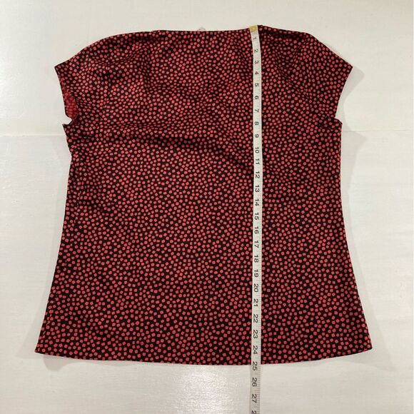 Coldwater Creek Blouse Women’s M Red Satin Ruffle V-Neck Casual Dressy Top - Picture 7 of 7